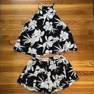 Show Me Your Mumu Floral Black and White Two-Piece Set